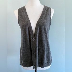 EILEEN FISHER Gray Sweater Vest Organic Cotton Cashmere Blend Size Small